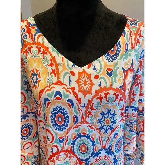 Dress Womans Size Large Bright Boho Hippie 70’s NWT  Silky Feel Woodstock Retro - Picture 3 of 10